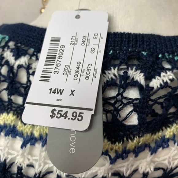 NWT CJ Banks V-Neck Color Block Crochet Sweater - Picture 5 of 7